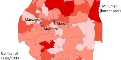 מפה של סווזילנד מלריה